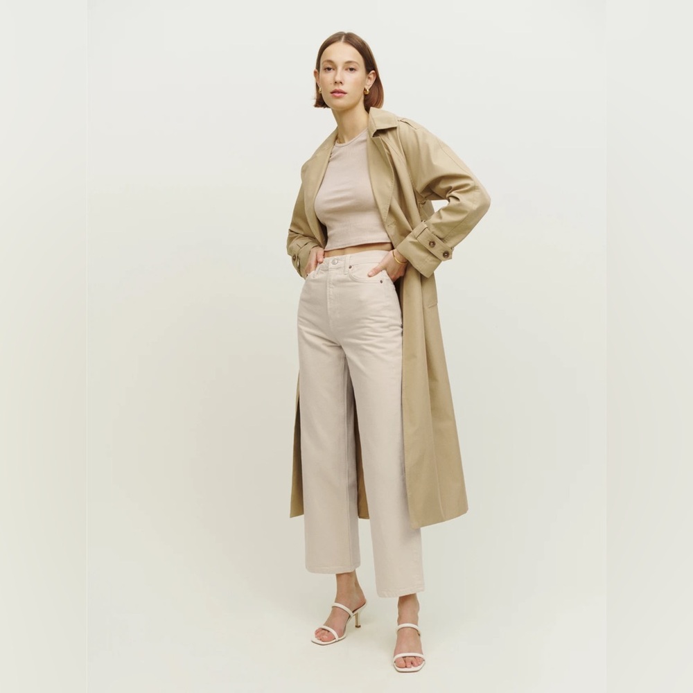 NWT Reformation Wilder High Rise Wide Leg Cropped Jeans in Almond